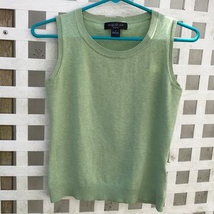 August Silk green sleeveless sweater/shell EUC szP